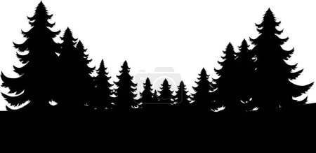 Illustration for A silhouette Christmas evergreen trees footer background - Royalty Free Image