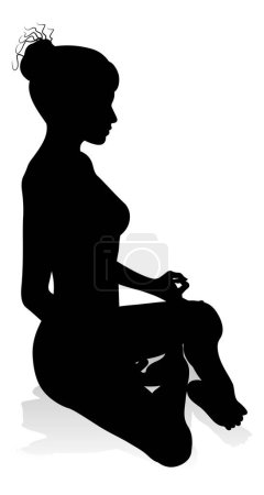 Ilustración de Una silueta de una mujer en una pose de yoga o pilates - Imagen libre de derechos