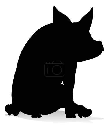 Illustration for A pig silhouette farm animal graphic - Royalty Free Image