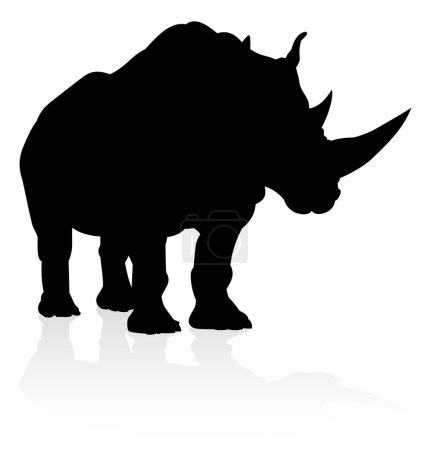 Illustration for A rhino or rhinoceros safari animal silhouette - Royalty Free Image