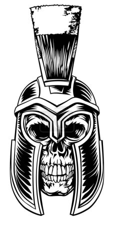 Ilustración de Un guerrero del cráneo en un casco de gladiador espartano - Imagen libre de derechos