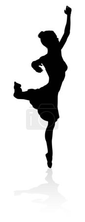 Téléchargez les illustrations : Danseuse de ballet en silhouette dansant en posture ou position - en licence libre de droit