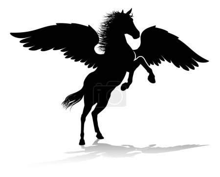 Téléchargez les illustrations : Une silhouette de Pegasus mythologique cheval ailé graphique - en licence libre de droit