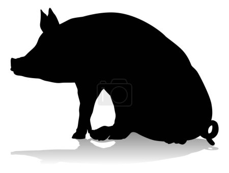 Ilustración de Una silueta de cerdo granja animal gráfico - Imagen libre de derechos
