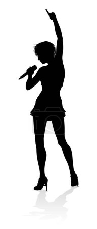 Téléchargez les illustrations : Chanteuse pop, country, rock star ou même rappeuse hiphop chanteuse chanteuse en silhouette - en licence libre de droit