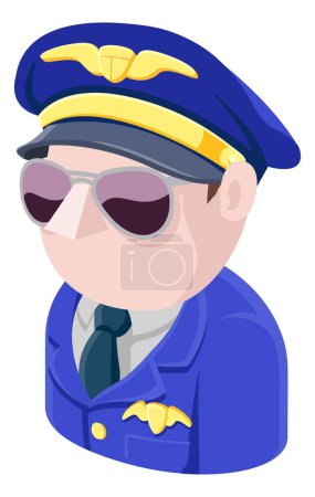 Téléchargez les illustrations : Un pilote avatar dessin animé personne icône emoji - en licence libre de droit