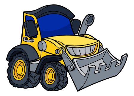 Illustration for Cartoon bulldozer digger construction vehicle illustration - Royalty Free Image