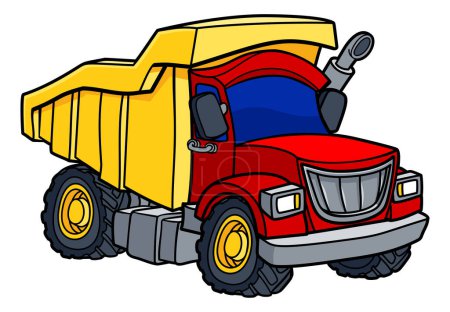 Téléchargez les illustrations : Camion benne basculante camion construction véhicule illustration bande dessinée - en licence libre de droit