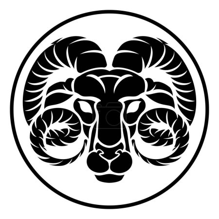 Illustration for A circular Aries ram horoscope astrology zodiac sign icon - Royalty Free Image