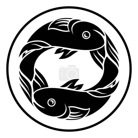 Illustration for Astrology horoscope zodiac signs, circular Pisces fish symbol - Royalty Free Image