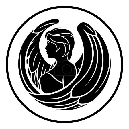 Illustration for Astrology zodiac signs circular Virgo angel horoscope symbol - Royalty Free Image