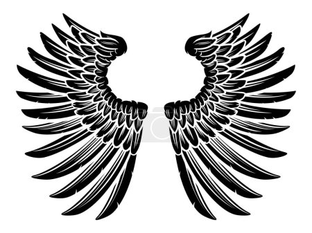 Téléchargez les illustrations : Paire d'ailes d'aigle ou d'ange déployées - en licence libre de droit