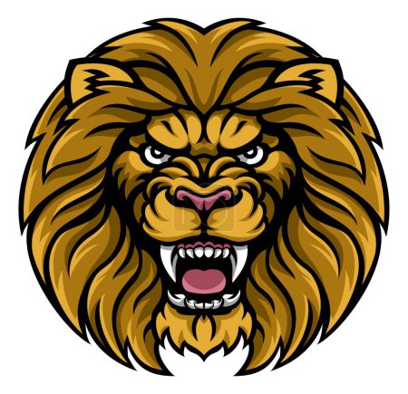 Téléchargez les illustrations : Un lion en colère sport mascotte caractère animal - en licence libre de droit