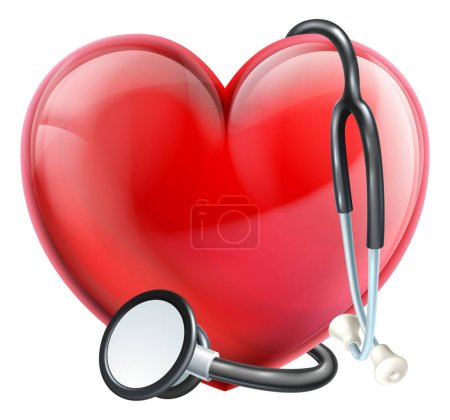 Illustration for A heart icon and a medical doctors stethoscope - Royalty Free Image