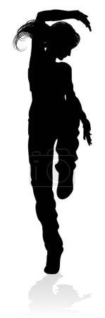 Illustration for A woman street dance hip hop dancer in silhouette - Royalty Free Image