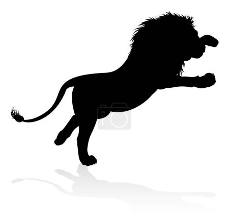 Ilustración de A male lion safari animal in silhouette - Imagen libre de derechos
