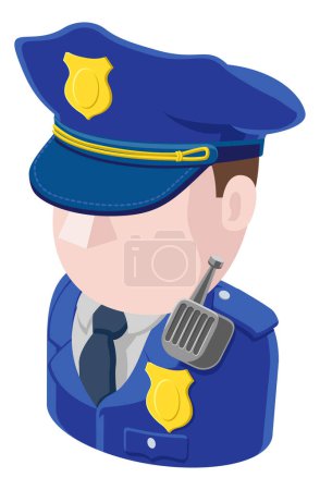 Téléchargez les illustrations : Un homme de police avatar dessin animé personne icône emoji - en licence libre de droit