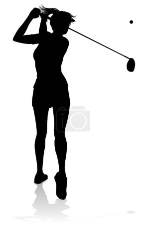 Ilustración de Una mujer golfista deportista jugando golf - Imagen libre de derechos