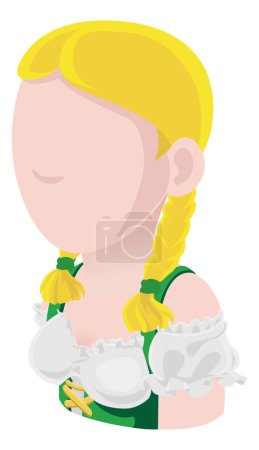 Téléchargez les illustrations : Un Oktoberfest femme avatar dessin animé personne icône emoji - en licence libre de droit