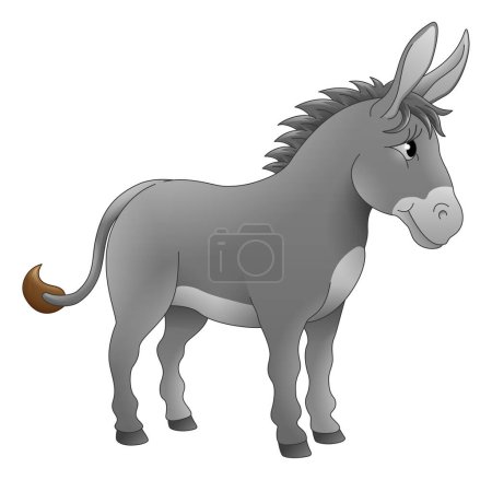 Téléchargez les illustrations : Un âne animal mignon dessin animé personnage illustration - en licence libre de droit