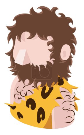 Téléchargez les illustrations : Un homme des cavernes avatar dessin animé personne icône emoji - en licence libre de droit