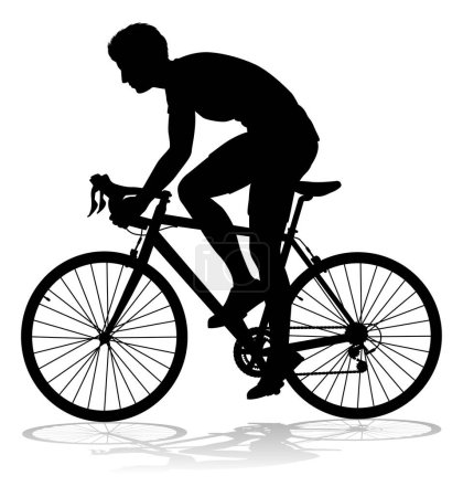 Ilustración de Un ciclista en bicicleta en silueta - Imagen libre de derechos