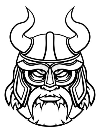 Ilustración de Guerrero vikingo o gladiador con casco con cuernos - Imagen libre de derechos