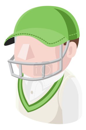 Ilustración de Un hombre de críquet avatar icono de la persona de dibujos animados emoji - Imagen libre de derechos
