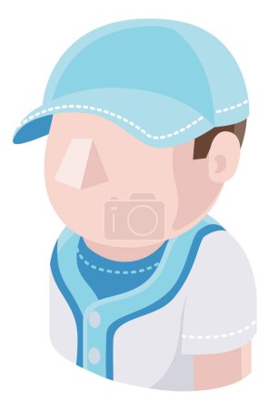 Téléchargez les illustrations : Un homme de baseball avatar dessin animé personne icône emoji - en licence libre de droit