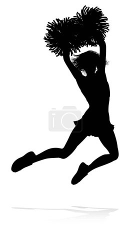Illustration for Detailed silhouette cheerleader holding pompoms - Royalty Free Image