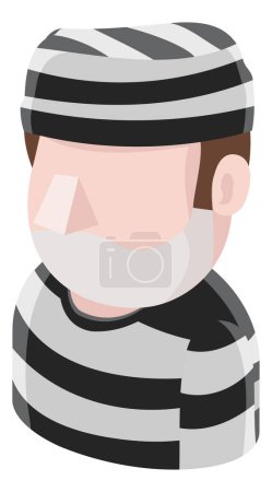 Téléchargez les illustrations : Un prisonnier homme avatar dessin animé personne icône emoji - en licence libre de droit