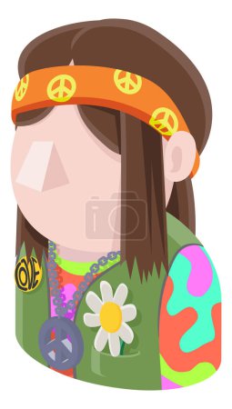 Téléchargez les illustrations : Un hippie hippie homme avatar dessin animé personne icône emoji - en licence libre de droit