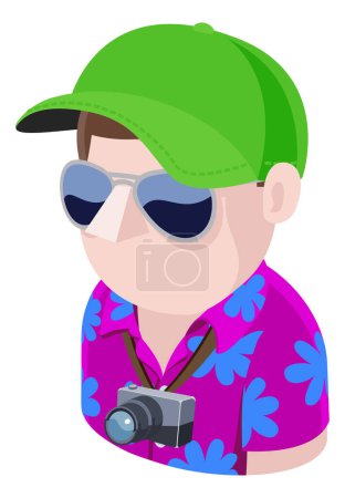 Illustration for A Tourist man avatar cartoon person icon emoji - Royalty Free Image