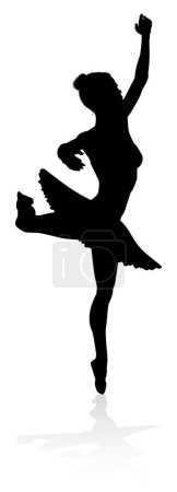 Téléchargez les illustrations : Une silhouette détaillée de haute qualité d'un danseur de ballet dansant - en licence libre de droit
