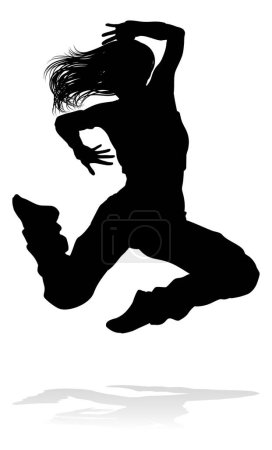 Ilustración de Una bailarina de hip hop de baile callejero en silueta - Imagen libre de derechos