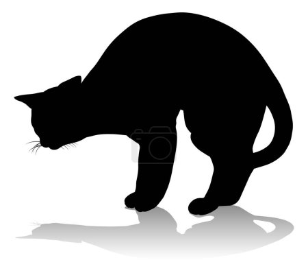 Téléchargez les illustrations : Une silhouette chat animal de compagnie graphique détaillée - en licence libre de droit
