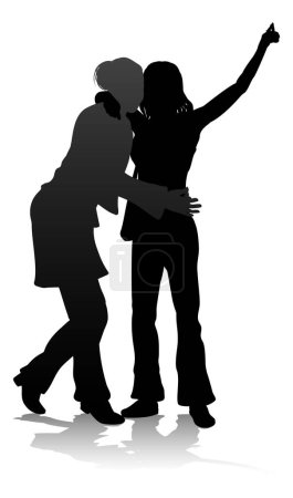 Illustration for Silhouette young college students or teenagers hanging out together - Royalty Free Image