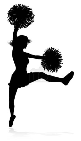 Illustration for Detailed silhouette cheerleader holding pompoms - Royalty Free Image
