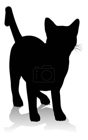 Téléchargez les illustrations : Une silhouette chat animal de compagnie graphique détaillée - en licence libre de droit