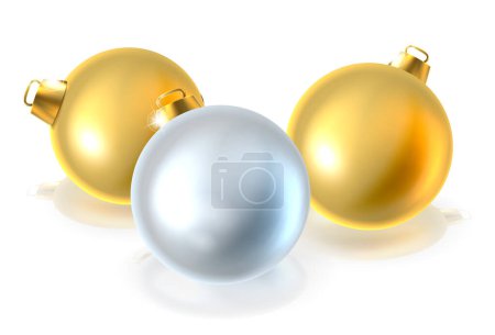 Illustration for A set of gold and silver Christmas bauble balls ornament decorations - Royalty Free Image