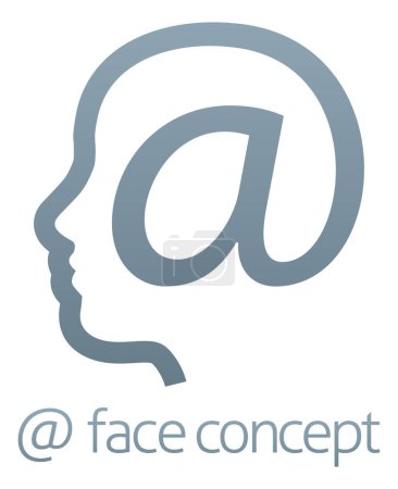 Illustration for Concept of a face in profile formed from an at sign symbol - Royalty Free Image