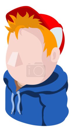Ilustración de Un hombre con capucha avatar icono de la persona de dibujos animados emoji - Imagen libre de derechos