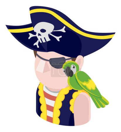 Ilustración de Un hombre pirata avatar icono de la persona de dibujos animados emoji - Imagen libre de derechos