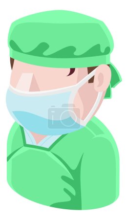 Ilustración de Un cirujano Doctor Man avatar icono de la persona de dibujos animados emoji - Imagen libre de derechos