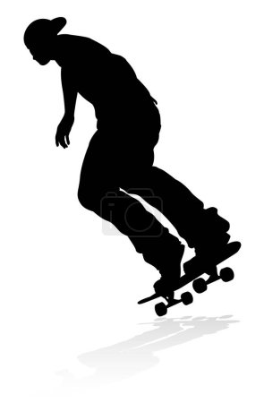 Ilustración de Silueta skateboarder de muy alta calidad y muy detallada - Imagen libre de derechos