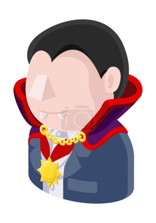 Ilustración de Un vampiro Drácula hombre avatar dibujos animados icono de la persona emoji - Imagen libre de derechos