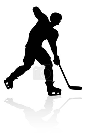 Illustration for A detailed silhouette ice hockey player sports illustration - Royalty Free Image