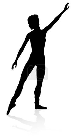 Téléchargez les illustrations : Silhouette d'un danseur de ballet dansant en posture ou en position - en licence libre de droit
