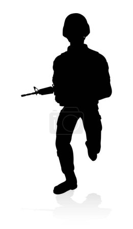 Téléchargez les illustrations : Armée militaire soldat forces armées homme silhouette détaillée - en licence libre de droit
