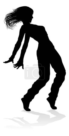Téléchargez les illustrations : Une danseuse de street dance hip hop en silhouette - en licence libre de droit